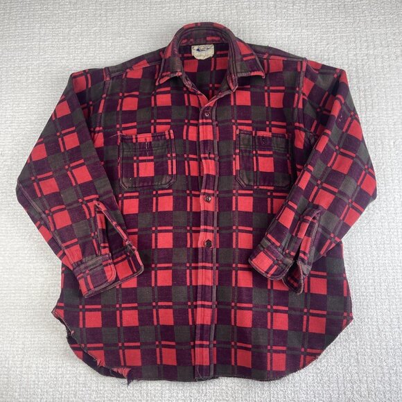 Vintage Champion Flannel Shirt Mens Size 15 1/2 Red 1970 Distressed Plaid (Read - Picture 1 of 16